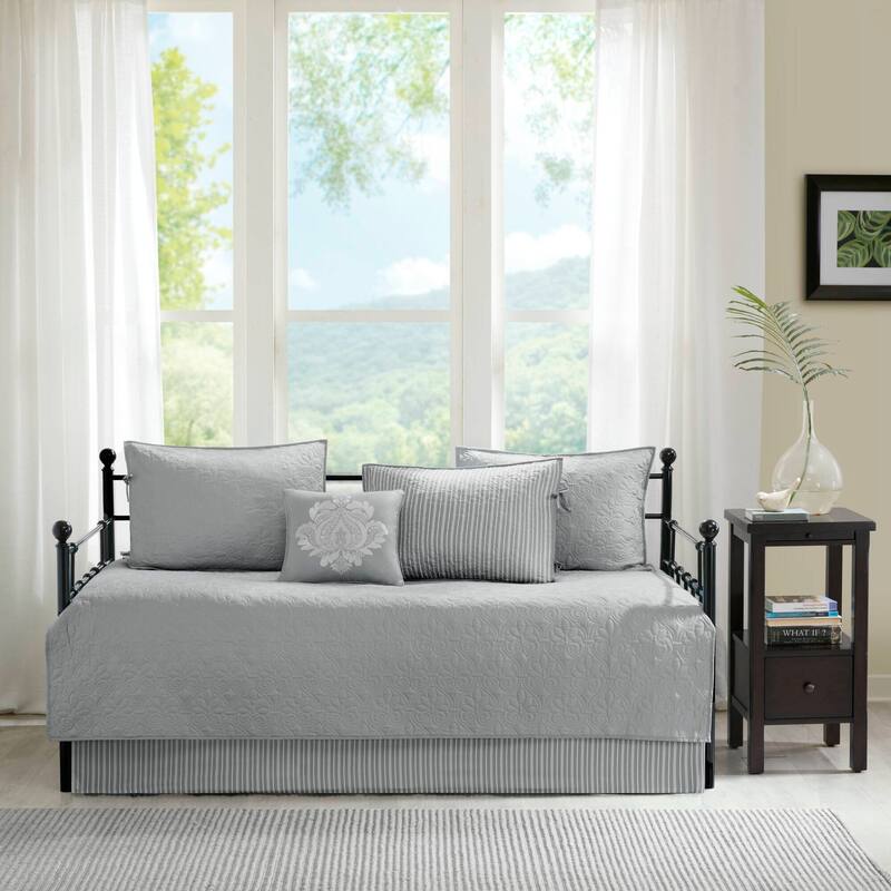 Madison Park Mansfield 6 Piece Reversible Daybed Cover Set - Grey