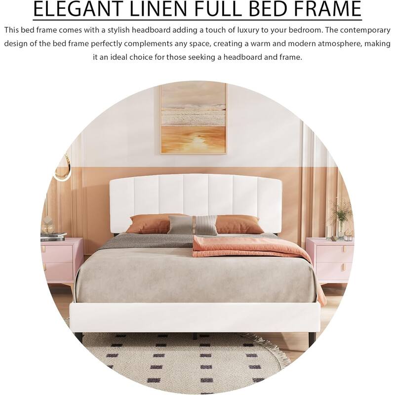 Alazyhome Upholstered Platform Bed Frame with Bedside Cupboard