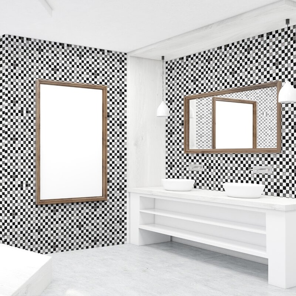 black and white mosaic peel and stick tile