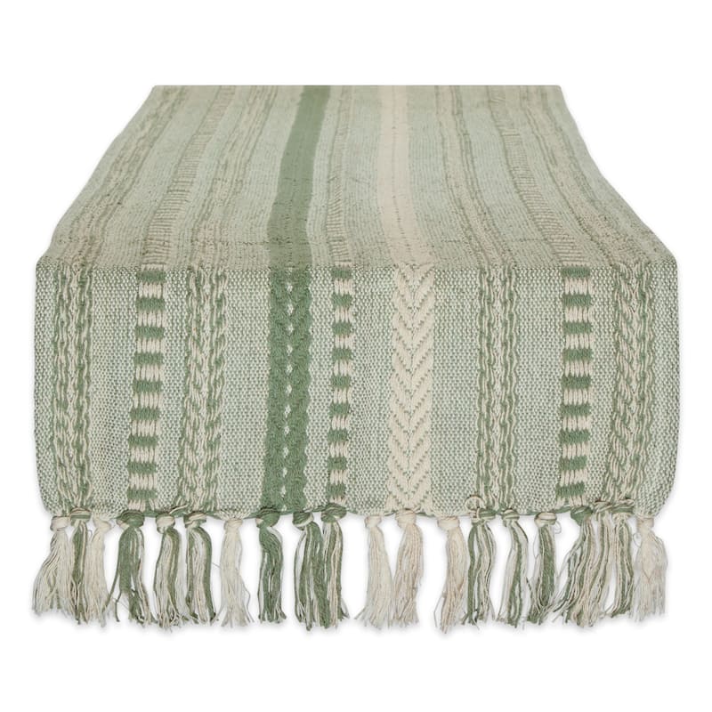 DII Black Braided Stripe Table Runner - 15x108" - Artichoke Green
