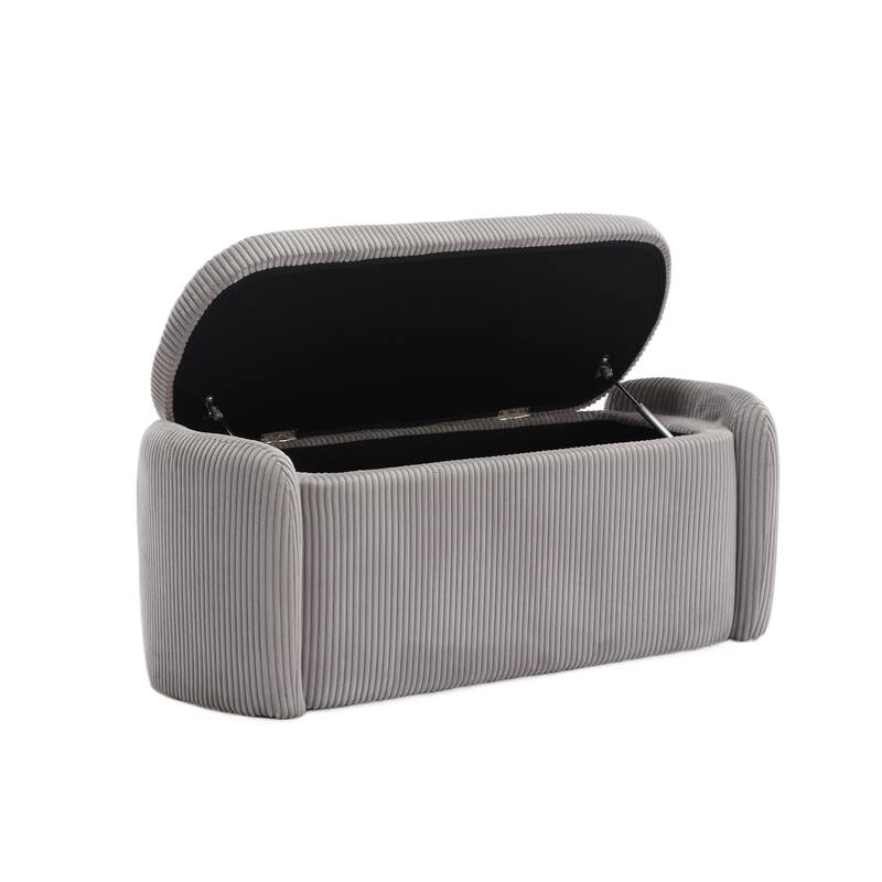 Entryway Upholstered Fabric Storage Ottoman