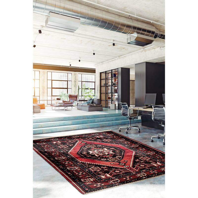 ECARPETGALLERY Hand-knotted Andelz Black Wool Rug - 4'11 x 6'7