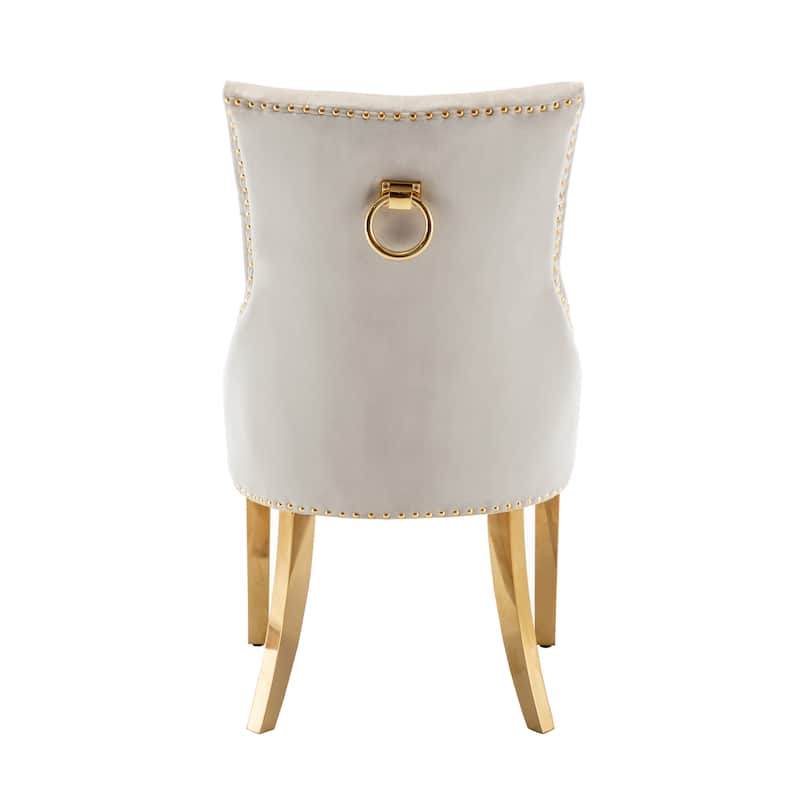 Porthos Home Drew Tufted Velvet Dining Chairs with Gold Chrome Legs, Set of 2
