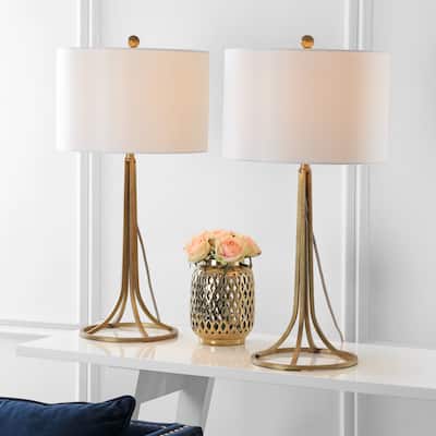 SAFAVIEH Lighting 30-inch McKenna Antique Bronze Table Lamp (Set of 2) - 15"W x 15"D x 30"H