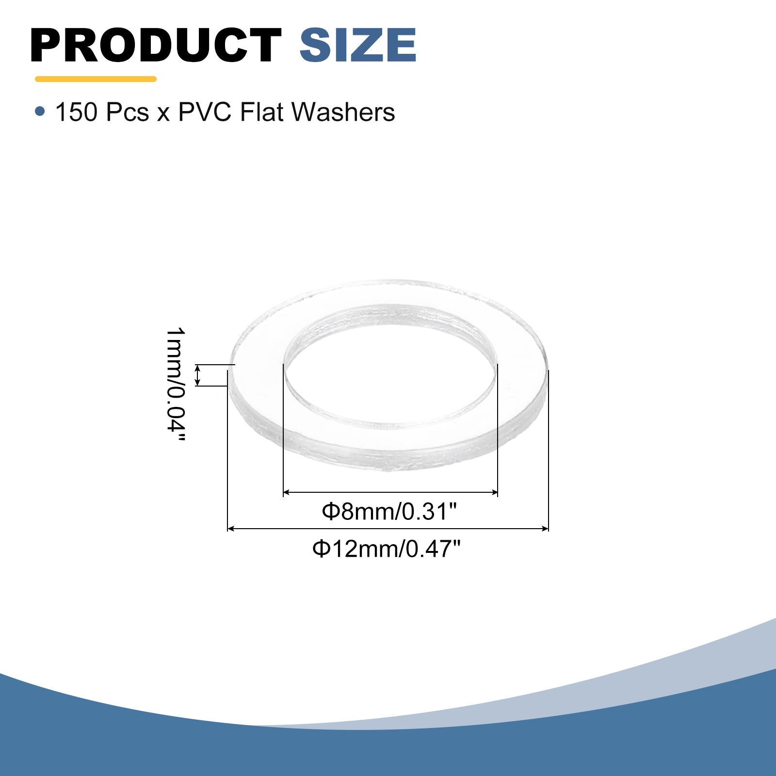 Flat Washers Clear Plain Washer ID OD Thick Round Flat Spacers for Screws Bolts Glass Shower Door Handle Bathroom
