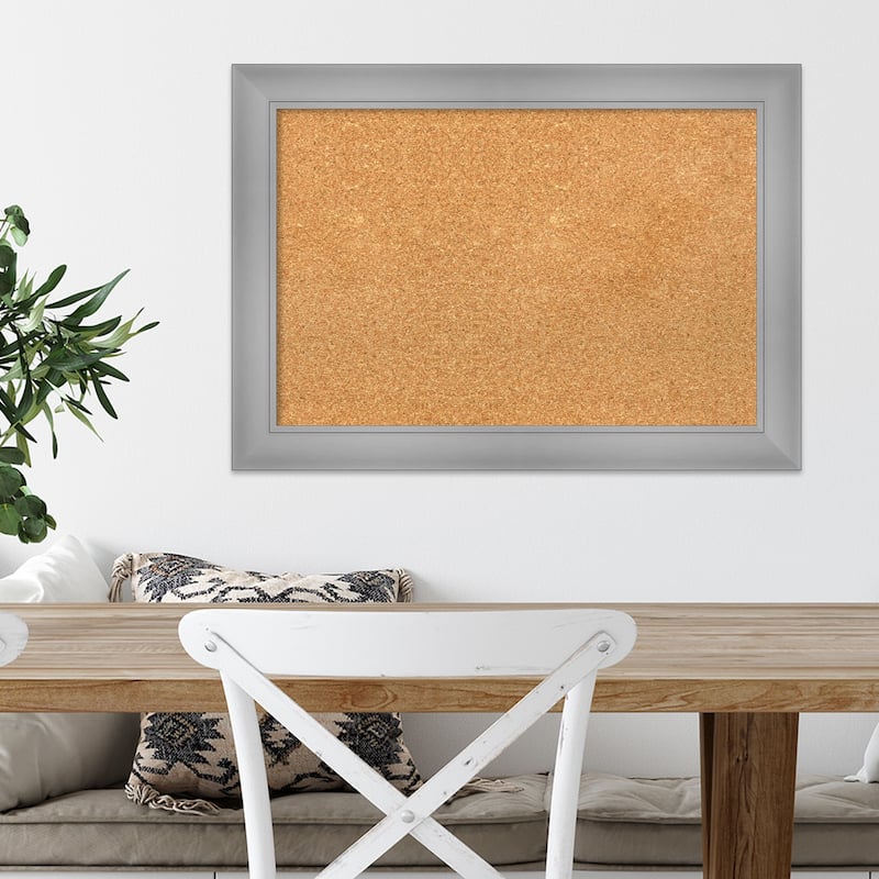 Flair Polished Nickel Framed Cork Bulletin Memo Board