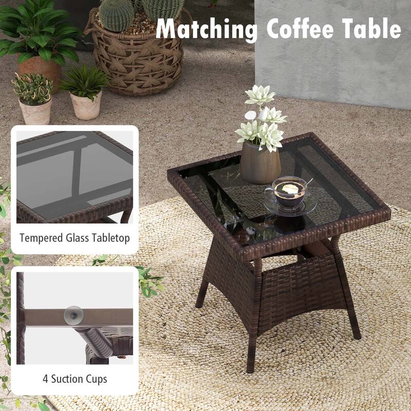 Costway 3 PCS Rocking Bistro Set with Removable Cushions & Tempered - See Details