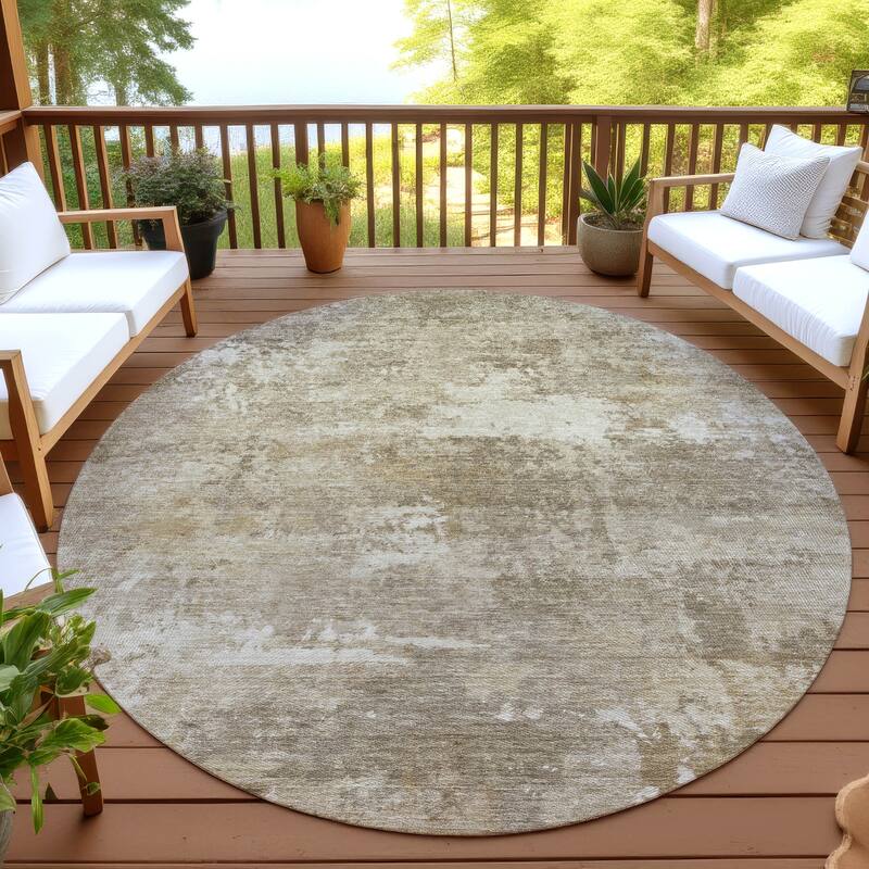 Machine Washable Indoor/ Outdoor Casual Ombre Chantille Rug - Beige - 8' x 8'