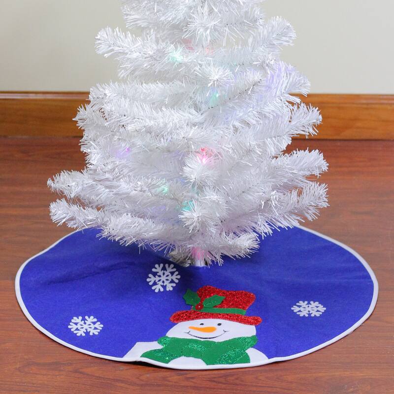 20" Blue and White Embroidered Snowman Mini Christmas Tree Skirt - 20