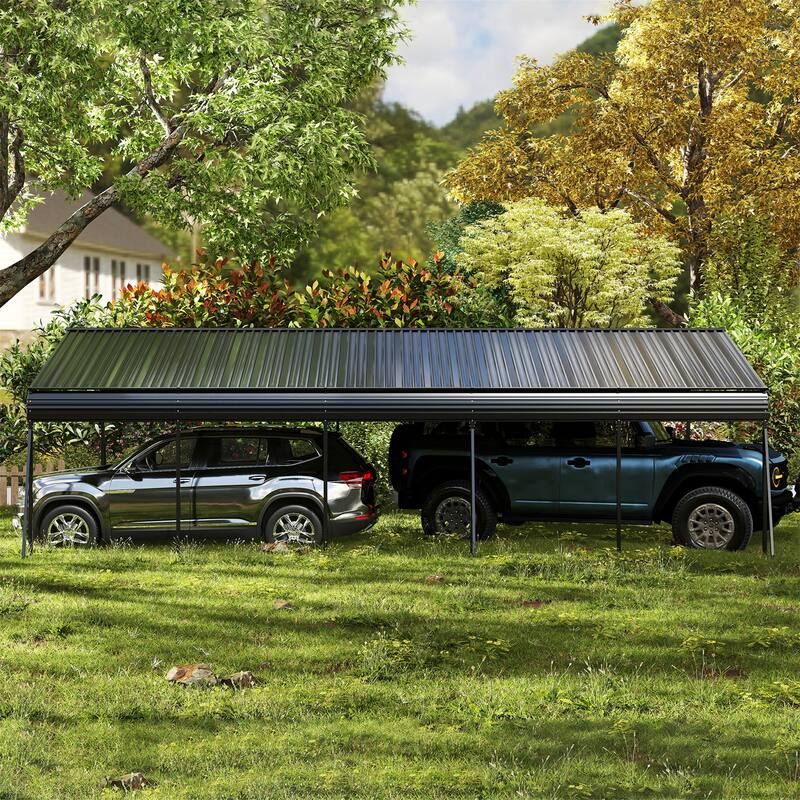 Outdoor Metal Storage Carport w/ Hooks,Expansion Screws,Fixed Pieces