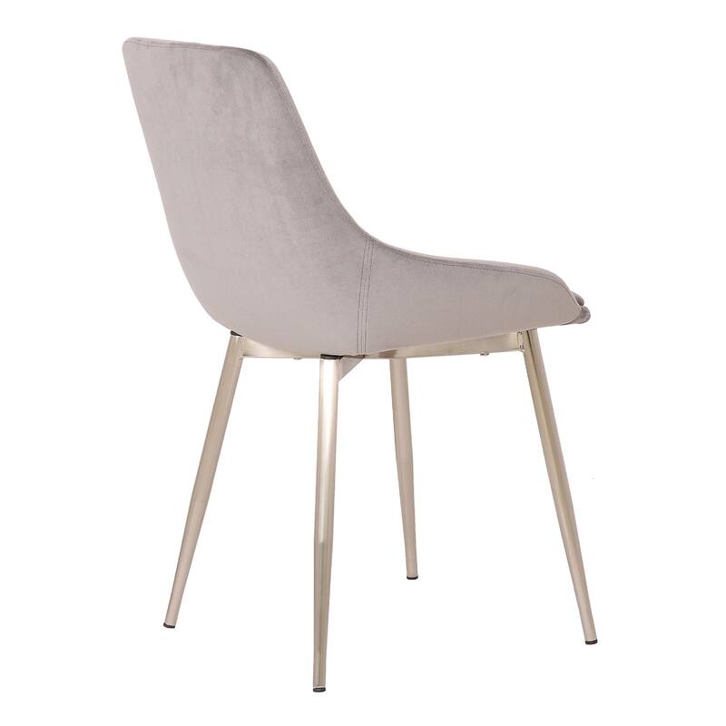 Velvet Accent Dining Chair - Grey Upholstered Side Chair - Modern Comfort Seating