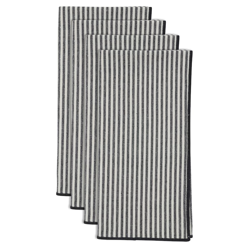 Striped Pattern Cotton Decorative Napkins (Set of 4) - Clean Woven Design for Dining and Entertaining, 20"x20"