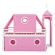 preview thumbnail 10 of 12, Full Size Playhouse Loft Bed with Slide Pink Tent and Tower,Spacious Under Bed Space