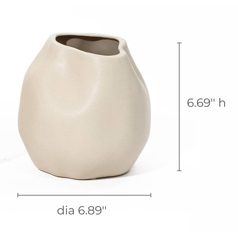 2-Piece Ivory Ceramic Modern Vase Set