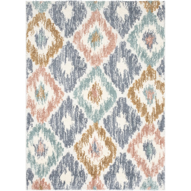 Well Woven Delia Helios Modern Ikat Area Rug - 5' 3" x 7' 3" - Ivory