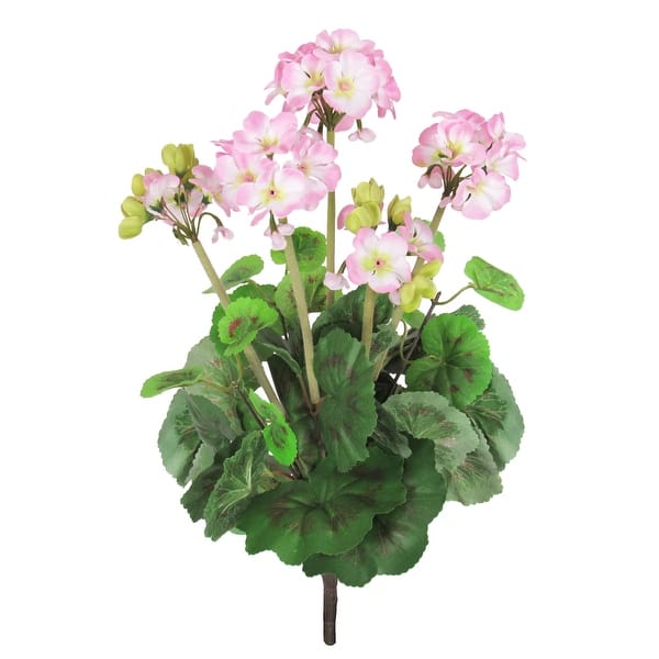 Set of 2 Pink Artificial Geranium Flower Stem Spray Bush 16in - 16