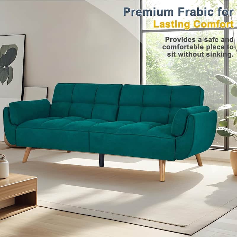 75″ Convertible Futon Sofa Bed, Small Futon Couch with Adjustable Backrest, Sleeper Sofa Couches for Small Living Room, Office