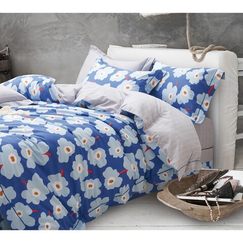 Emerson 100% Cotton Reversible Comforter Set Blue