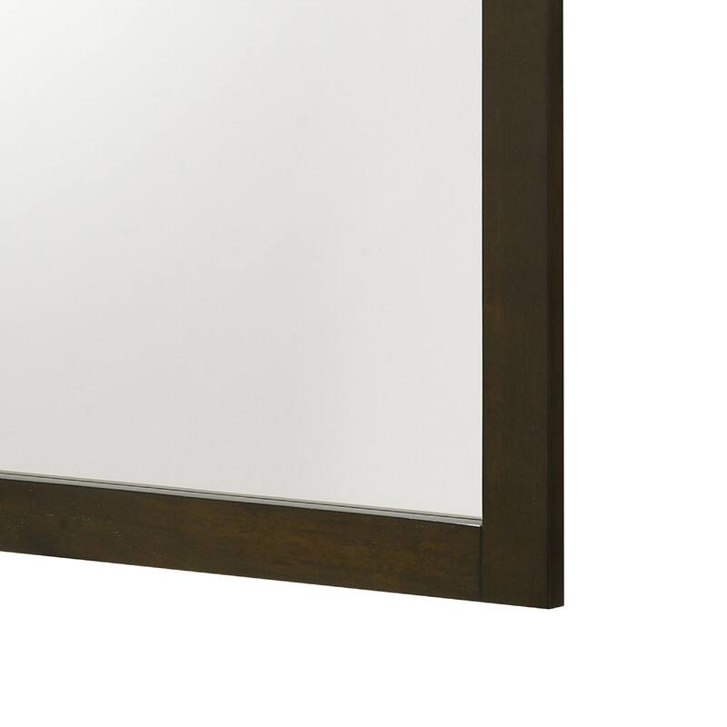 Wlly Dresser Mirror with Wide Frame, 39 Inch Dark Brown Hardwood - Dark Cocoa Brown