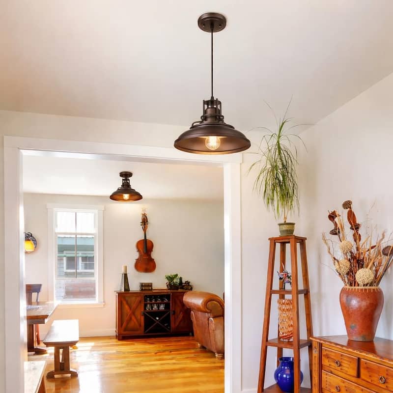 Farmhouse Vintage Barn Pendant Light Oil with Rubbed Bronze Finish