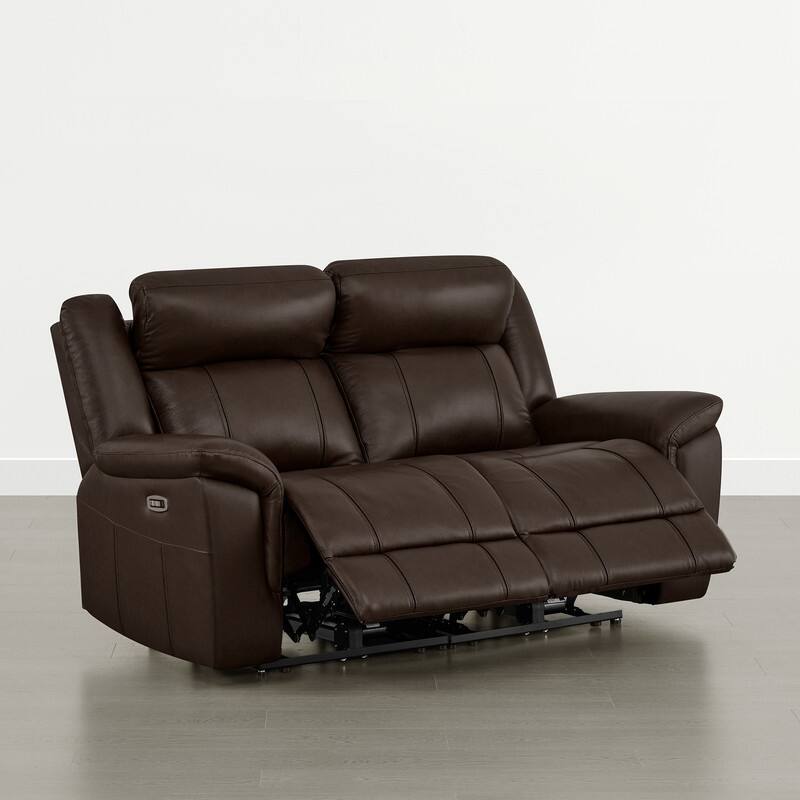 Spruce & Spring Genuine Leather Power Reclining Sofa with Optional Console & Flip-Down Table