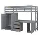 preview thumbnail 12 of 30, Twin Size Loft Bed with Wardrobe, Desk, and Storage Drawers, Modern Space-Saving Design, Solid Pine Wood Frame, Grey