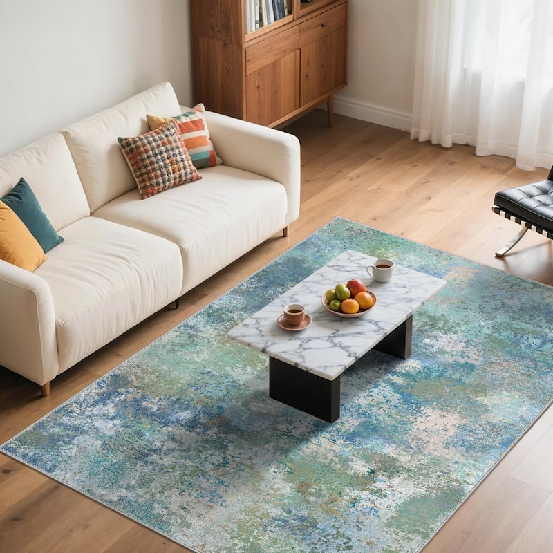 Mcow Modern Machine Washable Low Pile Lightweight Soft Print Area Rugs