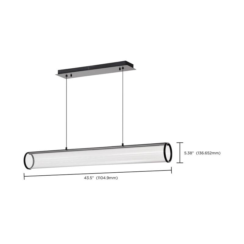Vale 43 Inch LED Island Pendant Matte Black Silk Screened Acrylic Lens - Matte Black