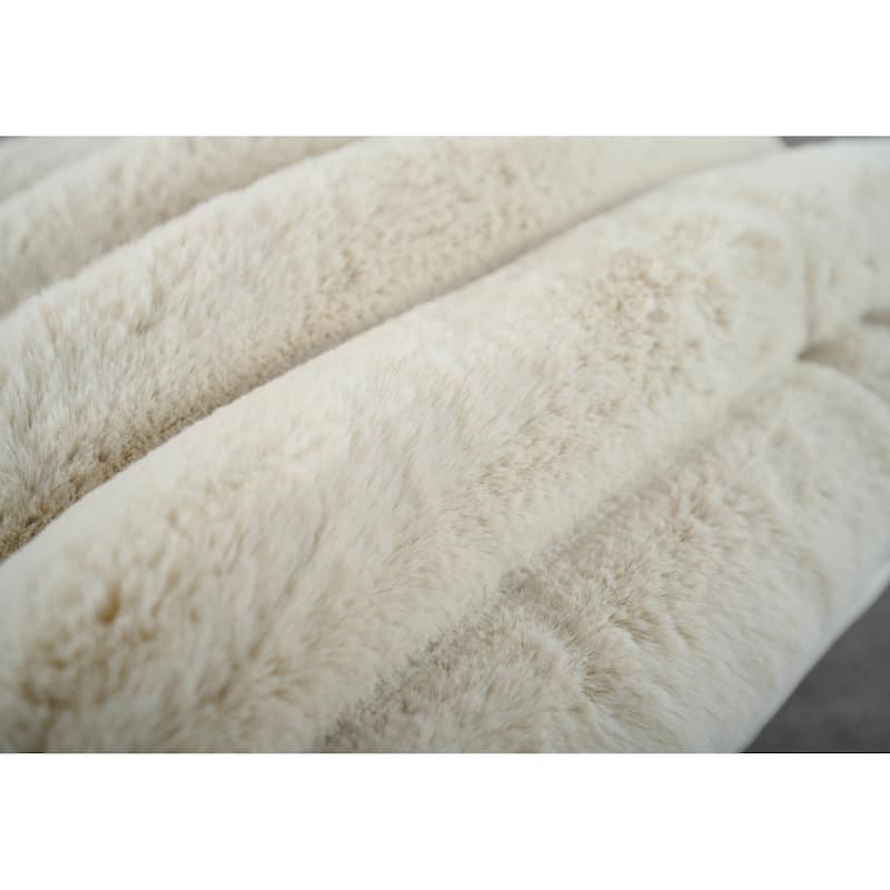 Madrid Collection Ultra Soft Ribbed Faux Fur Throw Pillow
