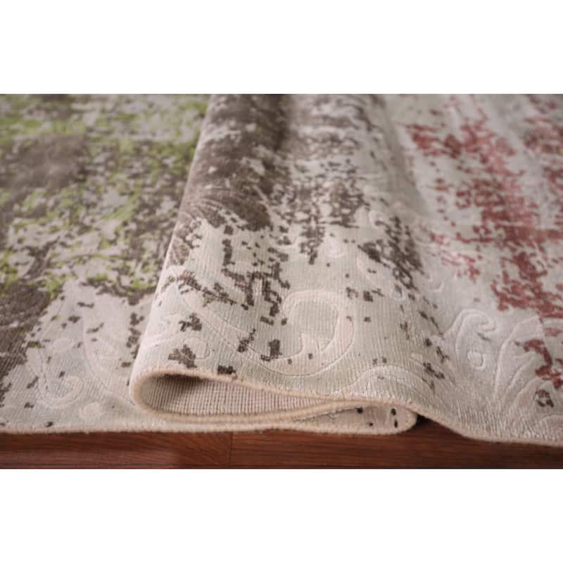Contemporary Abstract Area Rug Hand-Knotted Wool Carpet - 5'6" X 7'8"