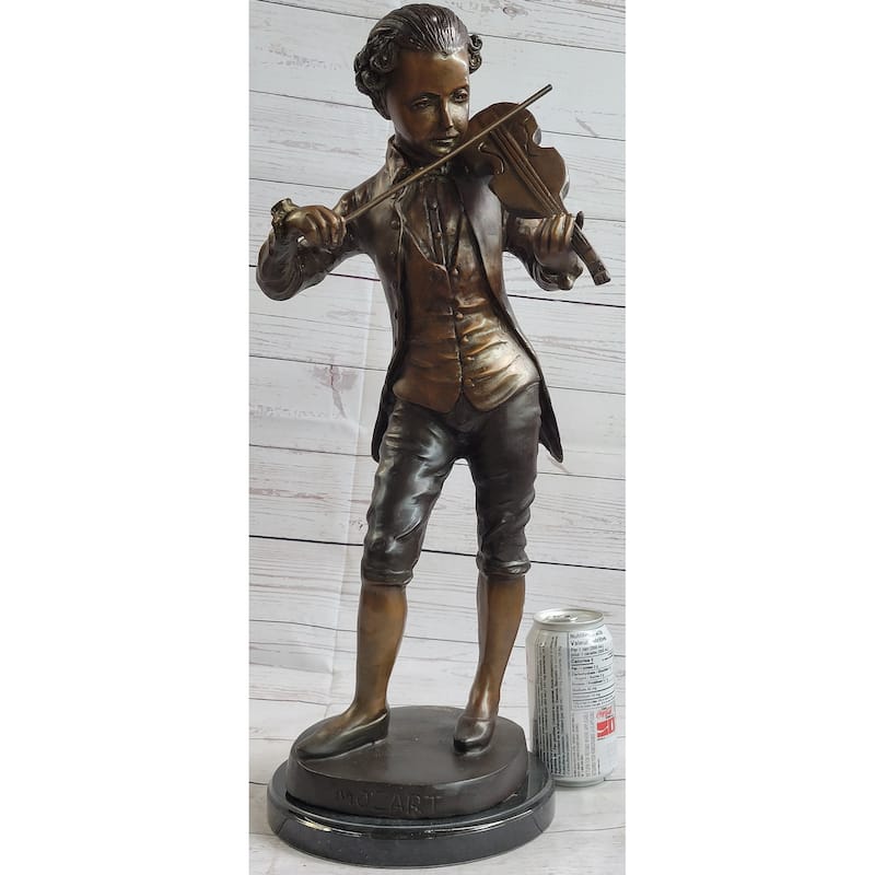 Imitative Wolfgang Amadeus Mozart Clical Composer Bronze Metal Statue Sculpture Signed Numbered Art