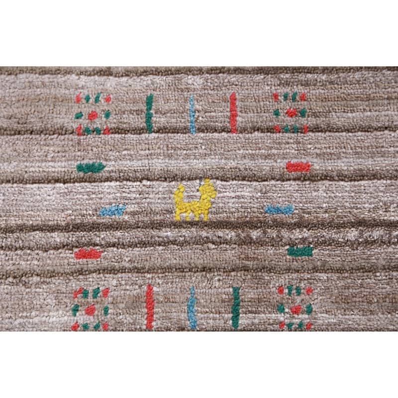 Hand Knotted Oriental 100% Wool Carpet Tribal Tribal Beige & Ivories Gabbeh Area Rug - 9' 11'' X 7' 10''