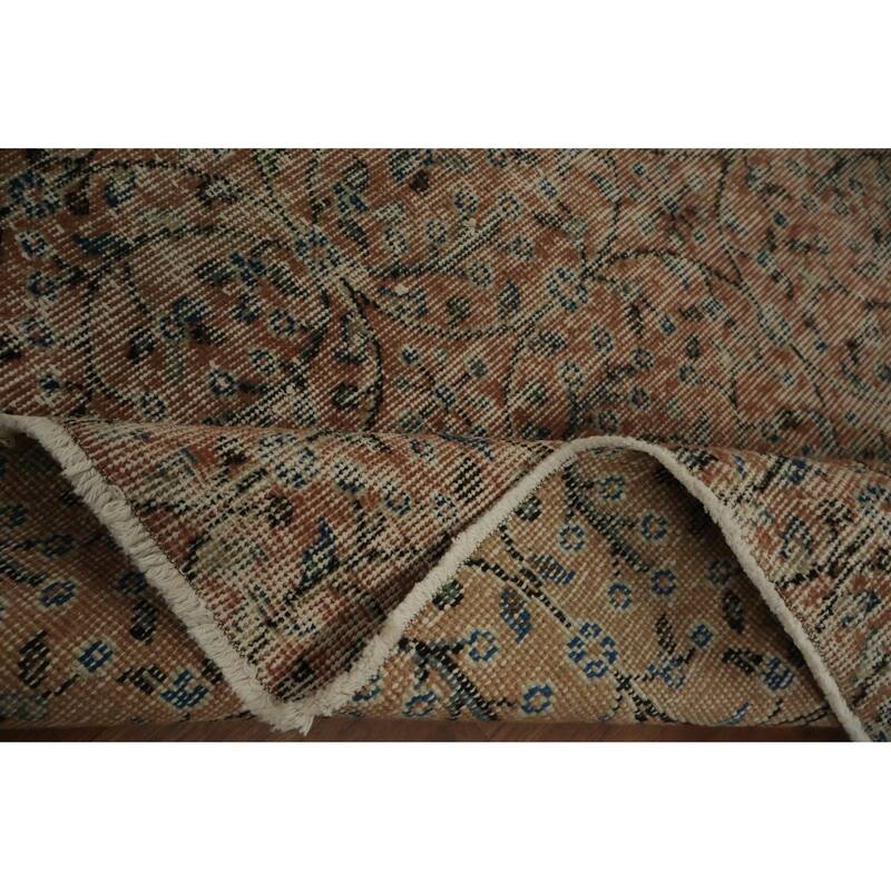 Hand Knotted Oriental 100% Wool Carpet Transitional All-Over Oranges & Rust Anatolian Area Rug - 8' 1'' X 5' 2''