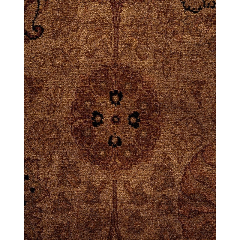 Overton Hand Knotted Wool Vintage Inspired Modern Contemporary Overdyed Brown Area Rug - 4' 1" x 6' 8"