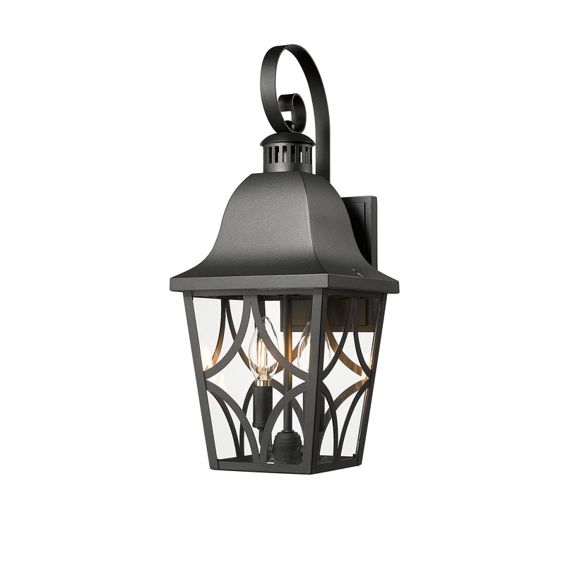 Matte Black Outdoor Wall Lantern with Clear Glass - Waterproof Porch Light for Front Door, Garage (1 Pack)