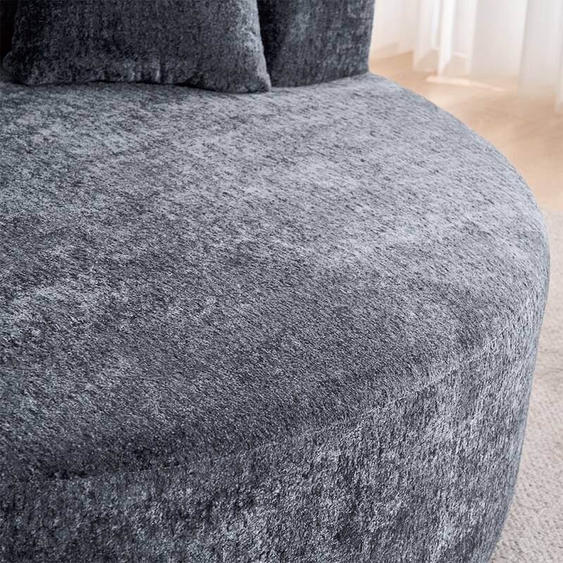 Round Accent Chair, 360 Swivel Chenille Barrel Chair, Fluffy Modern Sleeper for Living Room, Bedroom, Reading Room and Lounge