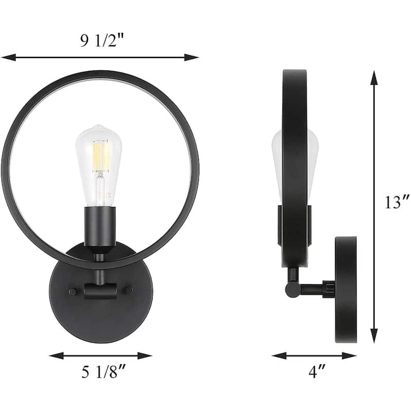 Industrial round wall light simplicity black