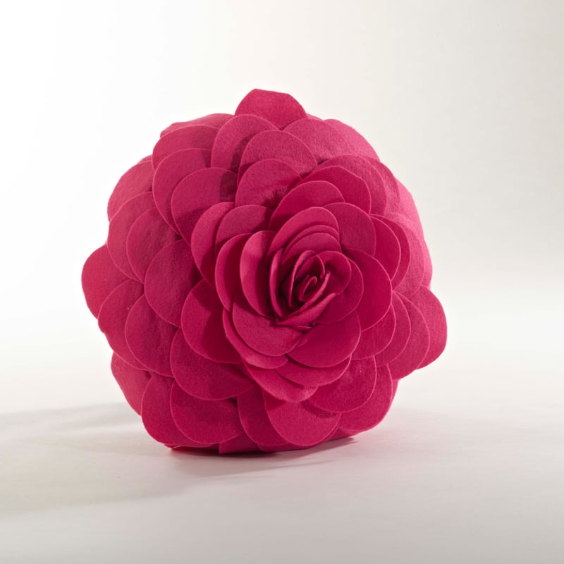 Elegant Textured Colorful Decorative Flower Throw Pillow - 13"x13" - Fuchsia
