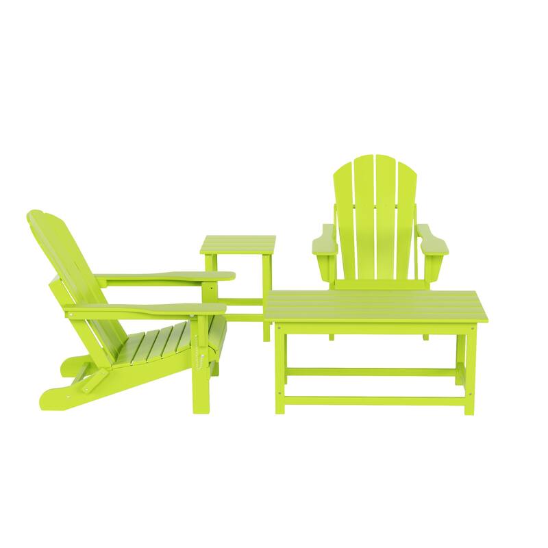 Laguna Hdpe All Weather Outdoor Patio Foldable Adirondack Chairs Conversation Set (4-Piece Set)