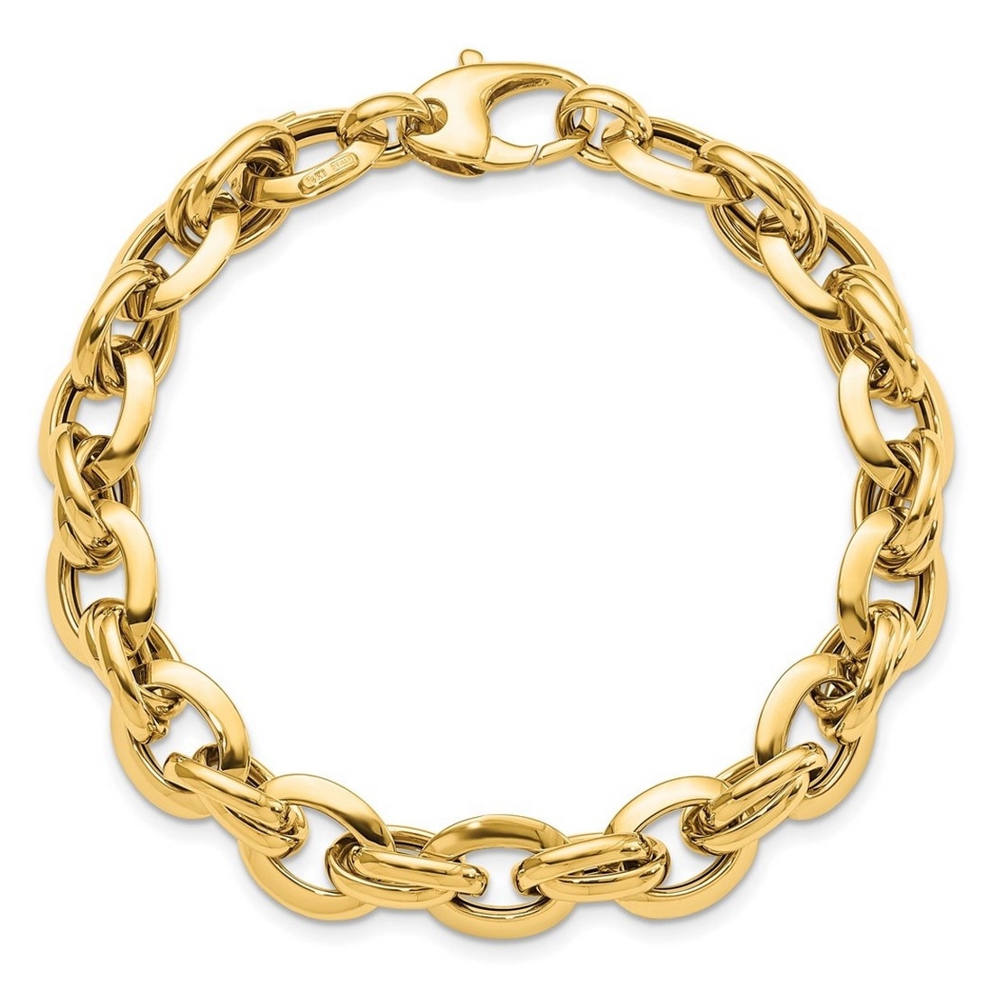 Curata 14k Yellow Gold 7.5" 10mm Squared Oval Links Bracelet