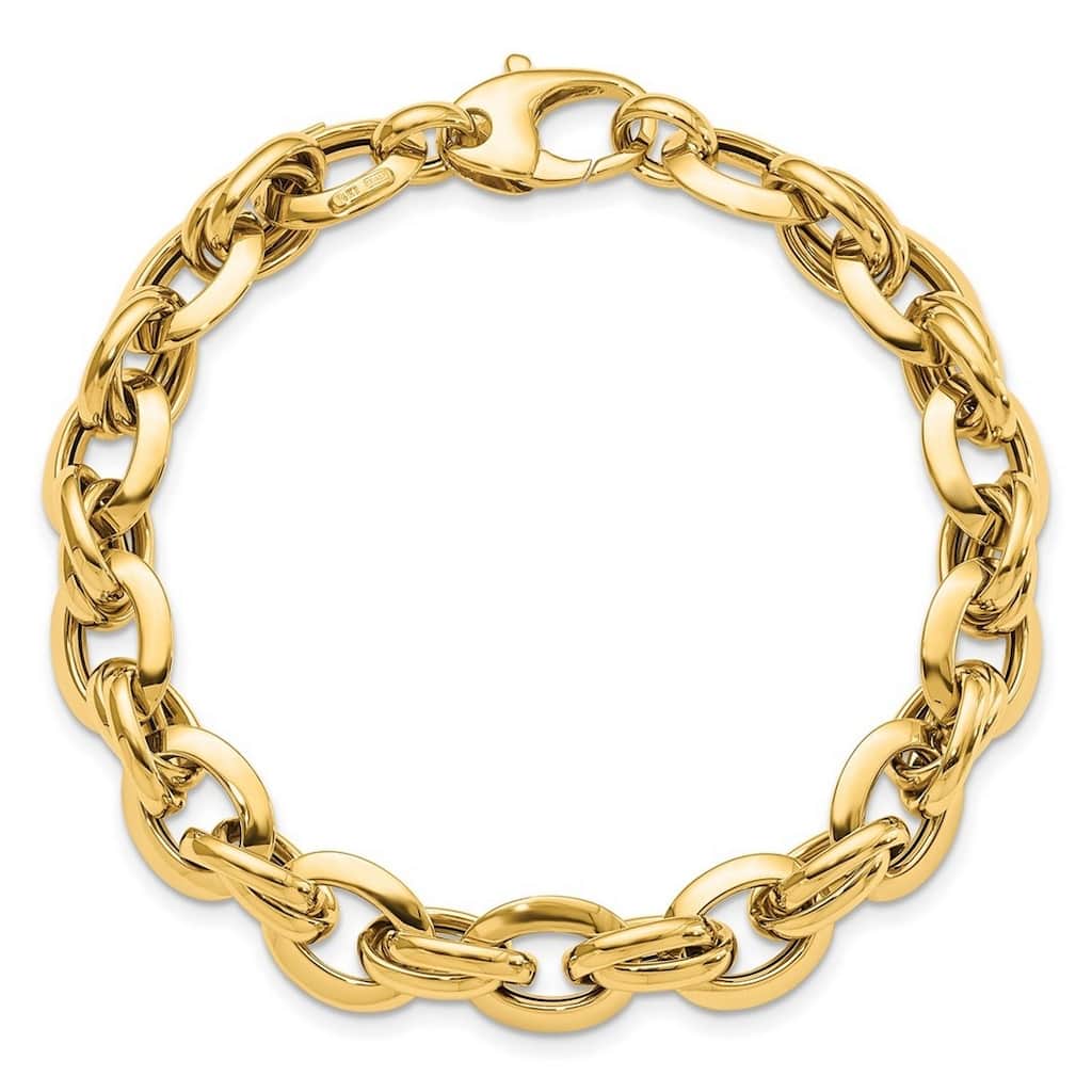 Curata 14k Yellow Gold Polished Fancy Link Bracelet 7.5 Inch