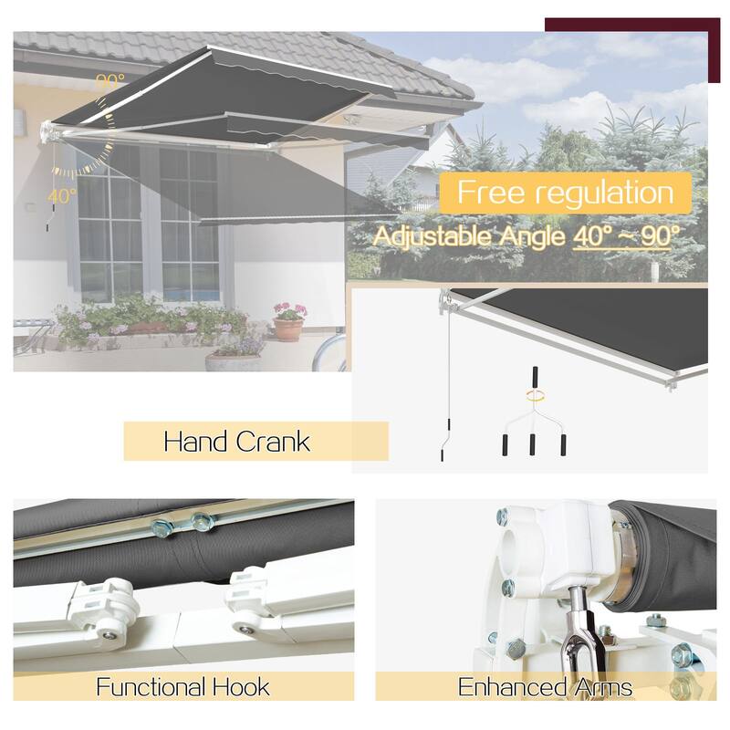 AECOJOY Manual Retractable Patio Awning Outdoor Sunshade Shelter (Cover Only)