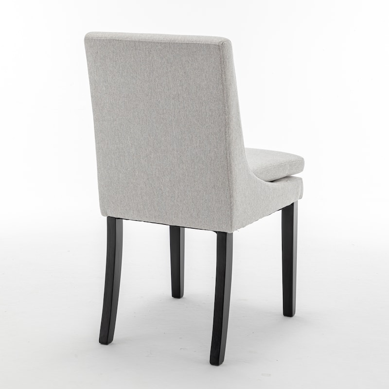 Modern Dining Chairs Set of 2, Upholstered Kitchen & Dining Room Chairs with Solid Wood Legs,Tufted Linen Fabric