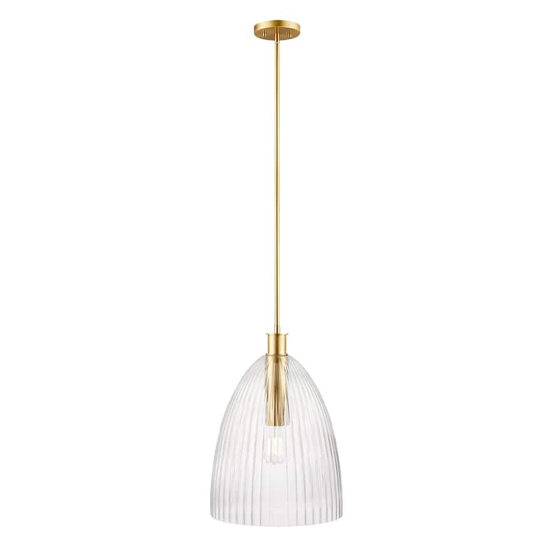 Bellevue SHP40099 14" Wide Pendant with Clear Pleated Glass Shade