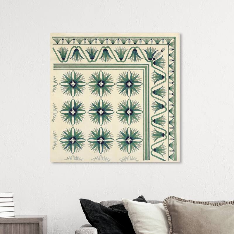 Wynwood Studio Canvas Abstract Floor Covering Green White and Traditional Wall Art Canvas Print - 40 x 40