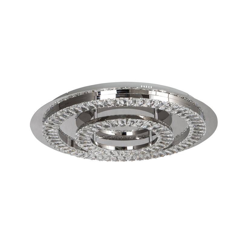 LED Chrome Flush Mount with Clear Crystal Accents