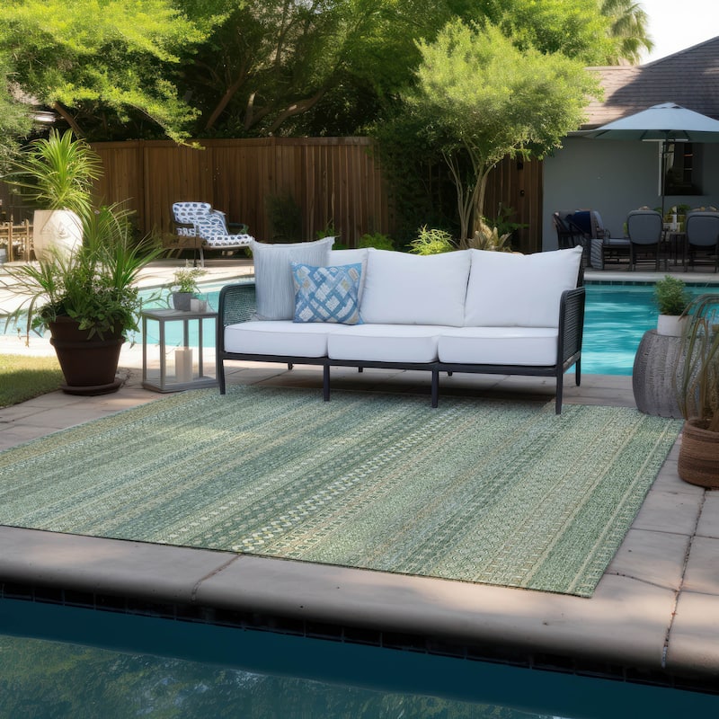 Machine Washable Indoor/ Outdoor Moroccan Stripes Chantille Rug