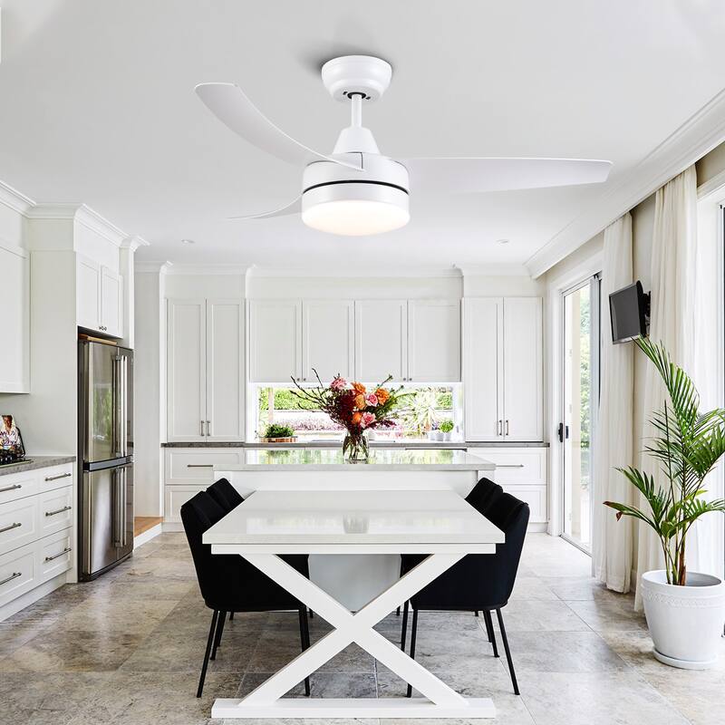 YUHAO Modern 42-in. Integrated LED Propeller Ceiling Fan Lighting with Remote Control - 42