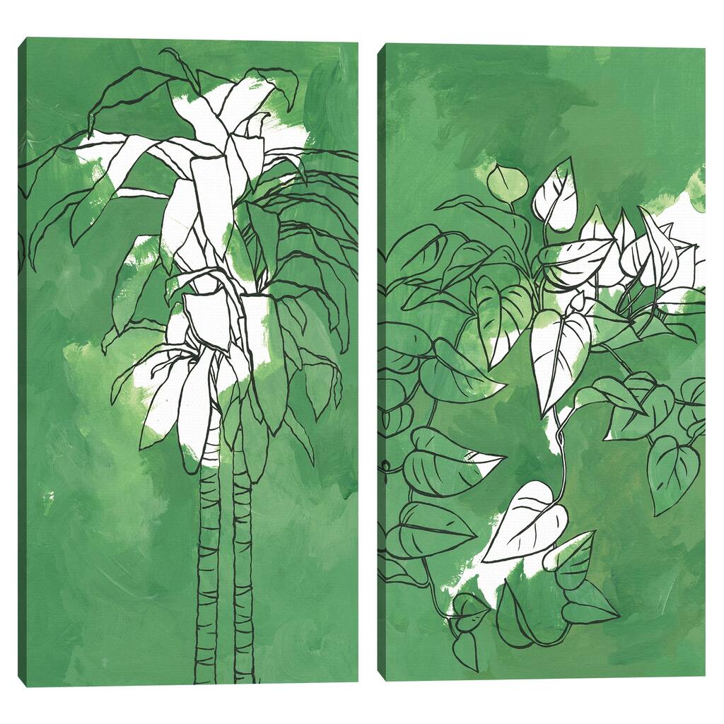 Dracaena on Green, Pothos on Green by ML Studio Canvas Art Prints