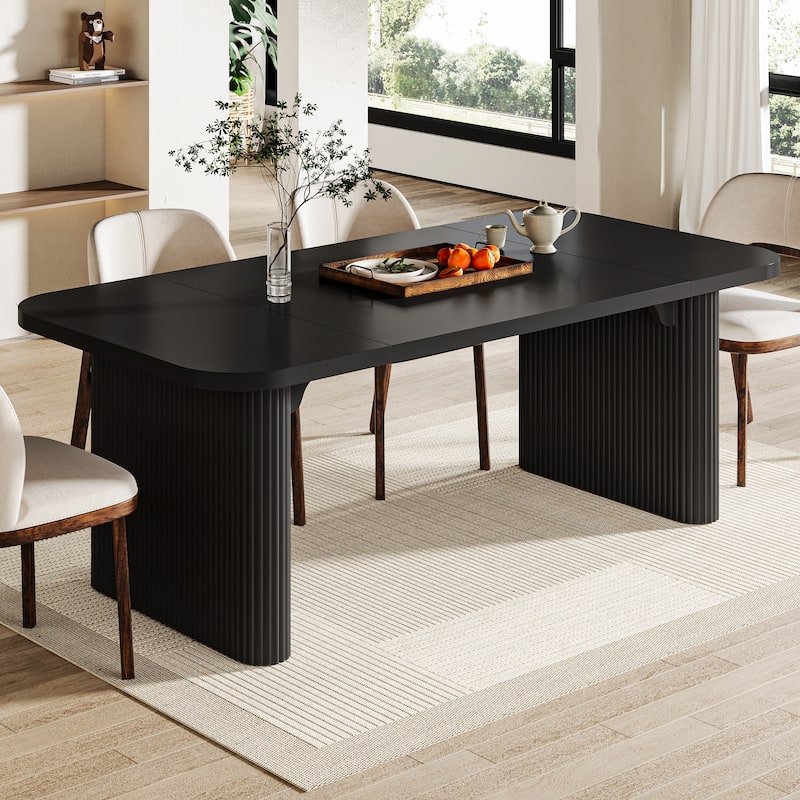 62-Inch Wood Dining Table for 4-6 People Modern Rectangular Kitchen Table for Dining Room Living Room